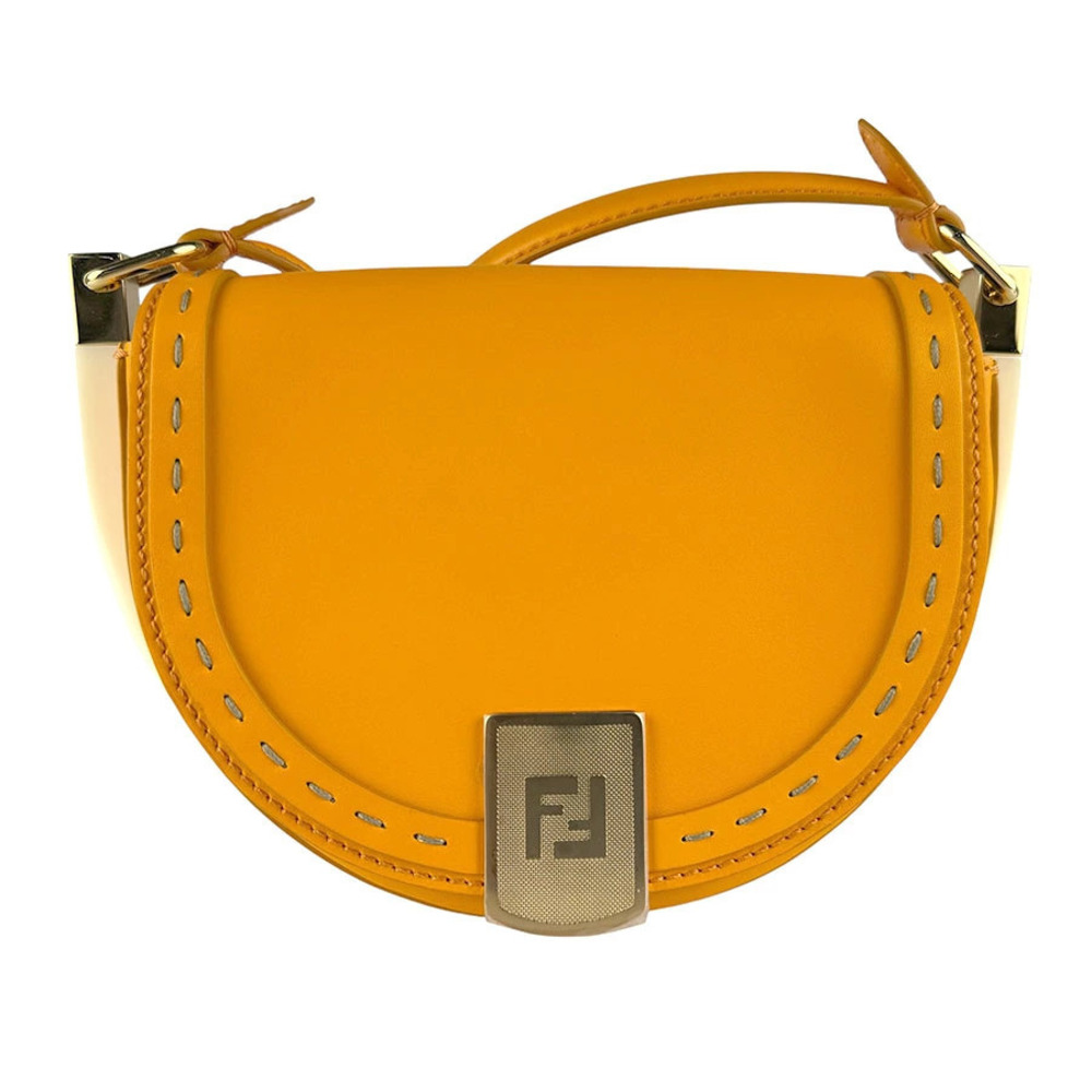 Fendi Moonlight Shoulder Bag Leather Orange Gold ABVL